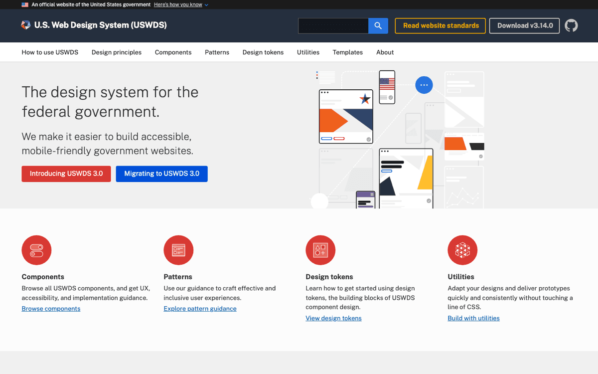 The U.S. Web Design System homepage