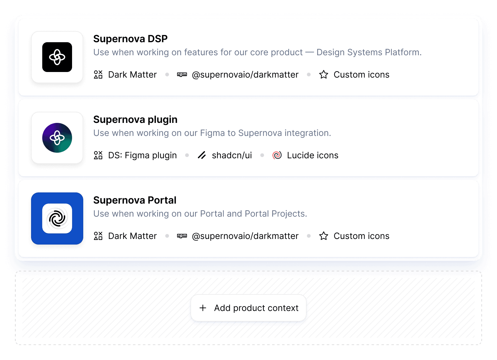 Shared contexts and design presets